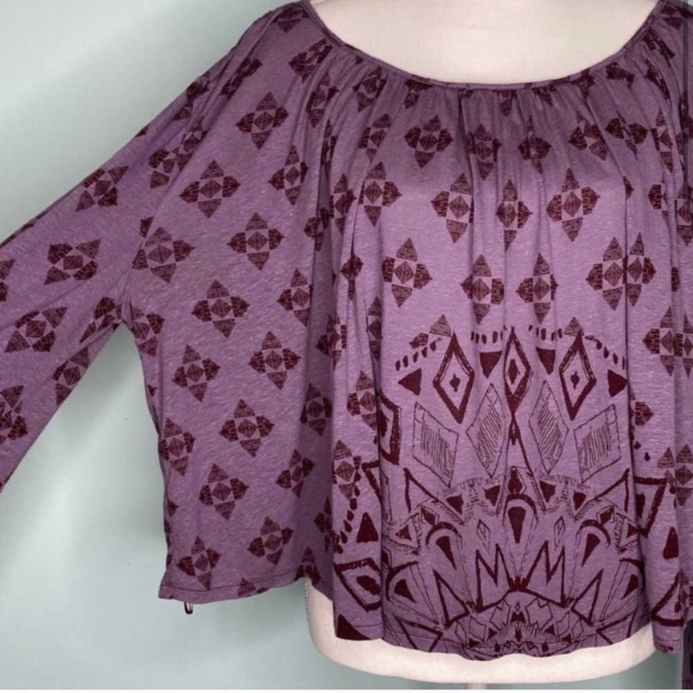 Free People purple tribal print oversized crop top